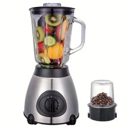 US Plug 6pcs Juicer 1000W With A 5 Speed Button, 2 Glass Cups-2L Juicer Cup And 1 Small Grind Cup, Powerful Professional Kitchen Fruit Food And Milkshake Mixer Easy