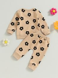 Clothing Sets Cute Floral Print Toddler Baby Girls Sweatsuit Set With Long Sleeve Sweatshirts And Pants For Fall Winter Fashion Outfits