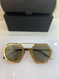 Top Brand Design Fashion Style Shadow Steampunk Vintage Hexagonal Mirror Sunglasses
