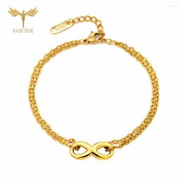 Charm Bracelets Fashion Women 8 Infinity Bracelet For Men 2 Layers Stainless Steel Chain Girl Gift Bangles Jewellery Pulseiras