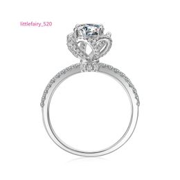 Band Rings Luxury GRA Moissanite Diamond 925 Sterling Silver Unique Crown Prong Adjustable Statement Ring For Women Destiny Jewellery