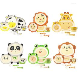 Dinnerware Sets 5pcs/set Bamboo Fibre Children's Tableware Set Home Lovely Cartoon Baby Supplementary Plate Mother And Shop Gift