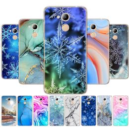 For Huawei Honour 6C Pro 5.2inch Silicon Soft TPU Back Phone Cover /V9 PLAY Marble Snow Flake Winter Christmas