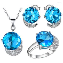 Necklace Earrings Set Wholesale Women Wedding Party 3 Colours Zircon Necklace/Ring/Earrings White Gold Charm And Fascinating T216-8#