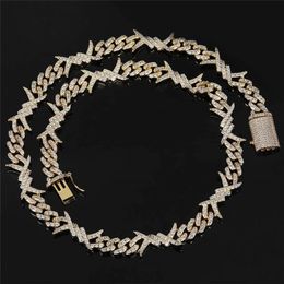 15MM Thorn Chain Gold Silver Plated Micro-inlaid Zircon Chain Cuban Link Chain for Men Women