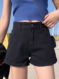 Women's Jeans Y2k Denim Short Korean Fashion Jean Shorts Women 2023 Summer High Waist Button Straight Womens Casual Ladies Pocket Femme