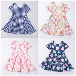 Girl Dresses Girlymax Summer Spring Easter Baby Girls Kids Clothes Milk Silk Twirl Dress Knee Length Short Sleeve