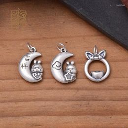 Pendant Necklaces Silver Color Moon Chinese Culture For Jewelry Making Diy Necklace Pendents 20.50x14mm Exotic Accessories