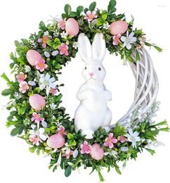 Decorative Flowers Easter Egg Wreath Acrylic For Front Door Indoor Outdoor Hanging Ornaments Holiday Decoration