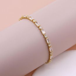 Link Bracelets Push Pull Adjustable Fashion Elegant Geometric White Zircon Women's Gold Color Bracelet Party Jewelry