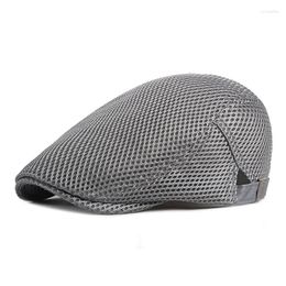 Berets Fashion Solid Gatsby Cap Men Women Casual Ivy Hat Summer Breathable Mesh Flat Cabbie Hats Unisex Boinas Sboy Caps