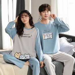 Women's Sleepwear Cotton Spring Autumn Lovers Leisure Loose Pajamas Suits 2PCs Female Winter Concise Style Breathe Freely Homewea