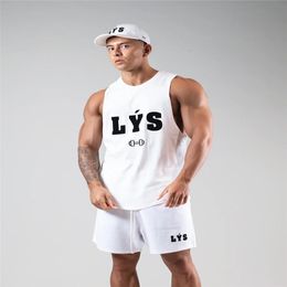 Men's Tank Tops Summer Jogging Solid Colour White Casual Loose Cotton Sleeveless Stretch Breathable Training Suit Sports Tshirt 230715