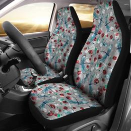 Car Seat Covers Vintage Flower And Dragonfly 210302 Pack Of 2 Universal Front Protective Cover