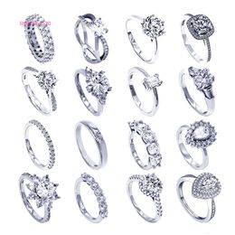 Band Rings Factory Direct Sale fine Jewellery rings white gold plated S925 silver ladies wedding diamond moissanite eternity ring for girls