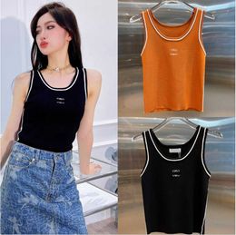 tank crop top designer clothes women t shirt Embroidery Applique Beads Bow Button Lace Print Rhinestone Vest Yoga tees Sheer