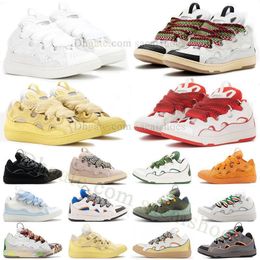 High Quality Casual Shoes Platform Shoes Curb Triple White Red Corn Pink Black Grey Leather Mesh Weave Lace Up Embossed Clafskin Chaussure Classic Shoe Nappa With Box