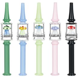 New Smoking Colorful Pyrex Thick Glass Filter Screen Straw Oil Rigs Tips Portable Innovative Mushroom Decoration Hookah Shisha Bong Waterpipe Bubbler Holder DHL