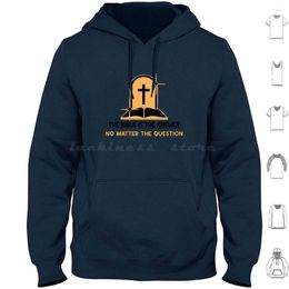 Men's Hoodies Great Bible Motto-The Is The Answer No Matter Question In Orange And Black Text Hoodie Cotton Long Sleeve Spenma