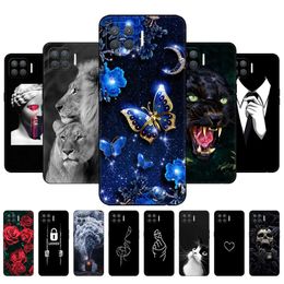 For Oppo Reno4 Lite Case Silicon Phone On F17 Pro Back Cover CPH2125 SPH2209 CPH2119 Reno 4 Lite 6.43" Black Tpu Case