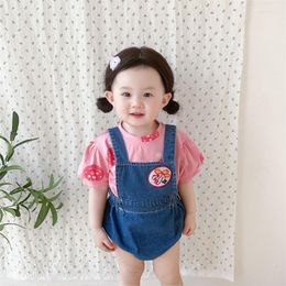 Clothing Sets Korean Summer Baby For Girls Clothes 2023 Bubble Sleeve T-shirt Suspenders PP Pants Girl