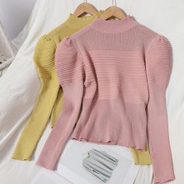 Women's T Shirts For Women 2023 Half High Collar Top Black Knitted Pullover Sweater Korean T-shirts Solid Spring Long Sleeve Clothes