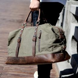 Duffel Bags Travel BagsMens Waterproof Oil Wax Canvas Weekend Luggage Large Capacity Wild Retro Shoulder Bag