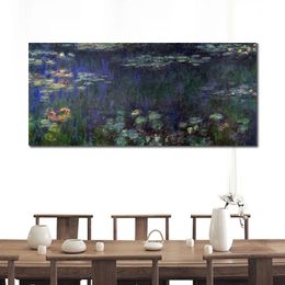 Water Lilies Green Reflection (left Half) Claude Monet Painting Handmade Oil Reproduction Landscape Canvas Art High Quality