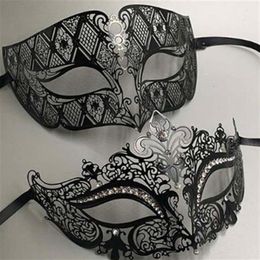 Metal Filigree Rhinestone Venetian Masquerade Couple Mask Pair Ball Event Wedding Party Mask Lot Costume MEN WOMEN295T