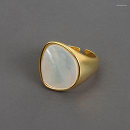 Wedding Rings Gold Colour White Fritillaria Index Finger For Women Luxury Geometric Adjustable Female Ring 2023 Trendy Jewellery