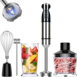 1pc Hand Blender, Immersion Smart Stick, Variable Speeds,Titanium Plated Blade, 800W 5-in-1 20.3 OZ Mixing Beaker, 17 OZ Chopper, Whisk And Milk Frother Attachment, BPA-Free