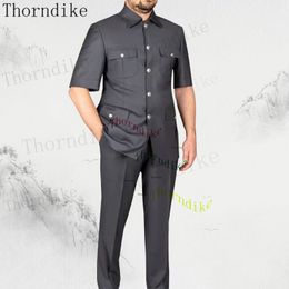 Men s Polos Thorndike Tailor Made Men Suit 2 Pieces Classic Dark Grey Wedding for 2023 Slim Fit Groom Tuxedos Costume Mariage Homme 230715