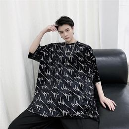 Men's T Shirts SYUHGFA Korean Style Casual Short Sleeve T-shirts Men Fashion Slim Simple Velvet Print Tee Trend 2023 Summer Male Tops