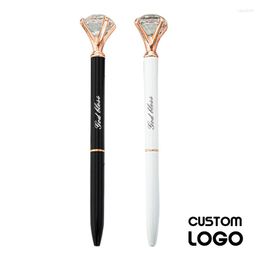 2Pcs Custom Logo Black White Large Diamond Metal Ballpoint Pen Personalised Laser Engraving Name Wedding Gifts School Stationery