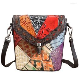 Evening Bags Multicolor Genuine Leather Crossbody Bag For Women Luxury Hobo Designer Saddle Lady Girl Purses And Handbag
