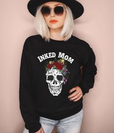 Women's Hoodies Colored Inked Mom Gothic Skull Sweatshirt Pure Cotton Women Quote Fashion Unisex Graphic Jumper Outfits Pullovers Top Sweats