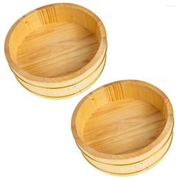 Dinnerware Sets 2 Pcs Wood Salad Bowl Steamed Rice Cooking Barrel Container Mixing Tub Sushi Board