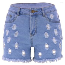 Women's Shorts Sexy Hollow Out Ripped Jeans Women 2023 Summer Vintage Stretch High Waist Tassel Denim Woman Distressed Pants