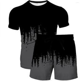 Men's Tracksuits Set 3D Printing Short Sleeve T-shirt Shorts Two-piece Abstract Painted And Women's Running Casual Fashion Suit