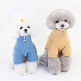 Dog Apparel Knitted Clothes Pets Winter Warm Soft Slim Zipper Neck Puppy Sweater