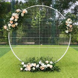 Wedding Decor Props Wrought Iron White Grid Circle Flower Frame Party Arch Backdrop DIY Festival Stage Floral Shelf301d