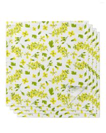 Table Napkin Spring Yellow Flower Leaves Napkins Cloth Set Handkerchief Dinner For Wedding Banquet Party Decoration