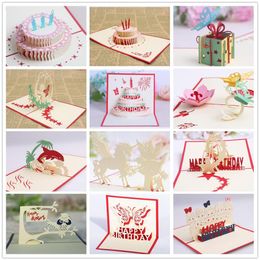 birthday party decorations kids greeting cards birthday party Favours 3D birthday pop up cards greeting card 12 styles per lot309O