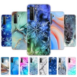 For Huawei Honour 30S Case 6.5 Inch Silicon Back Phone Cover Honour 30s Soft TPU Coque Marble Snow Flake Winter Christmas