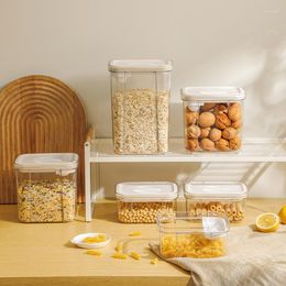 Storage Bottles Square Plastic Food Pots Container Home Kitchen Spices Cookie Candy Jars Transparent Rice Cereal Dispenser With Spoon