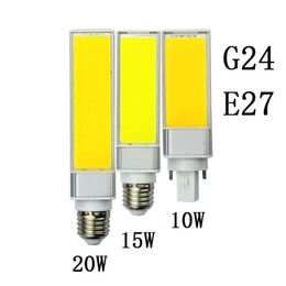 Lampada E27 G24 10W 15W 20W SMD COB AC85V-265V Horizontal Plug lamp Warm White Bombillas Led PL Corn Bulb 180 Degree Spot light272P