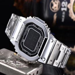 Retail Sports LED Luxury Digital Watch 38mm Silicone Steel Belt Thin Electronic Watches Women Men234W