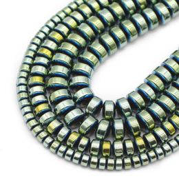 Beads Flat Cylinder Green Hematite Natural Stone Round Spacers Loose For Jewellery Making Diy Bracelet Necklace Findings 3/4/6/8MM