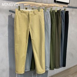 Men's Pants 97 Cotton Summer Casual Men Business Fashion Classic Solid Colour Stretch Straigh Thin Grey Khaki Brand Trousers Male 28 38 230715