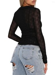 Women's Blouses Women S Lace-Up Sheer Mesh Blouse Flared Sleeves Vintage Crop Top For Sexy Y2K Streetwear